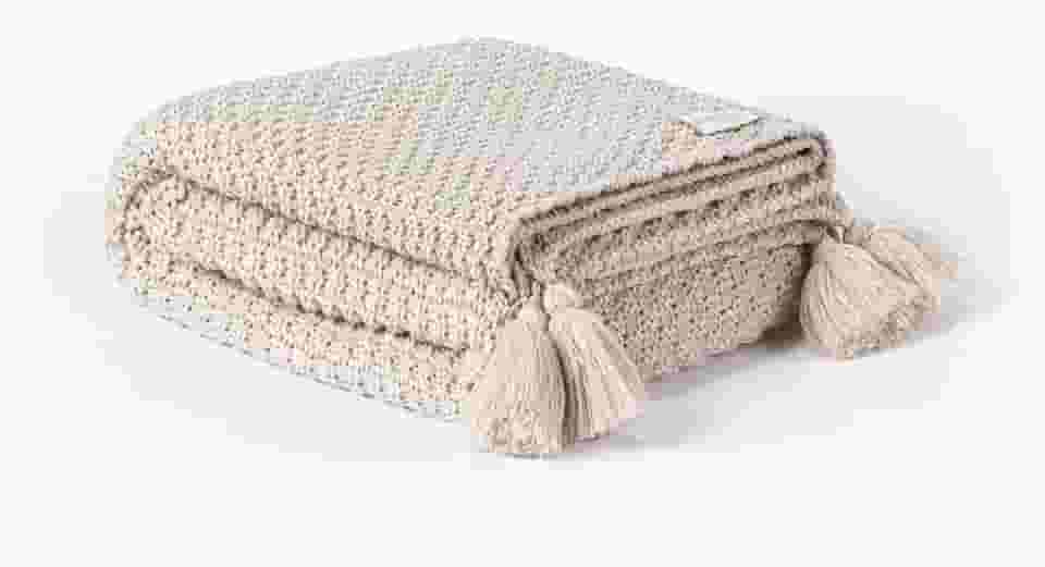 Peseira Manta Pompom Sofá Sala Cama Solteiro Trico 150x60cm Istambul