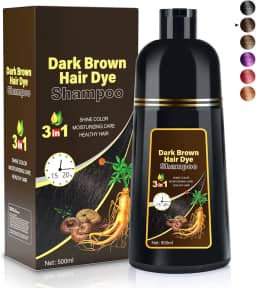 Cosmpro Shampoo 3 em 1 castanho escuro natural para tintura de cabelo, 500 ml, cobertura semi-permanente para cabelos grisalhos, unissex, ingredientes naturais,