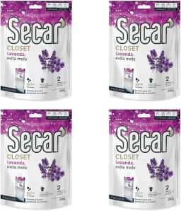 Kit 4 Unid Evita Mofo Desumidificador Anti Mofo Closet Pendurável 250g Lavanda