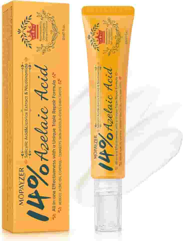 Ácido azelaico 14% para rosto, creme premium para acne reduz manchas escuras e vermelhidão facial, sérum de ácido azelaico com ácido salicílico e niacinamida para acne, controle de óleo e alivia