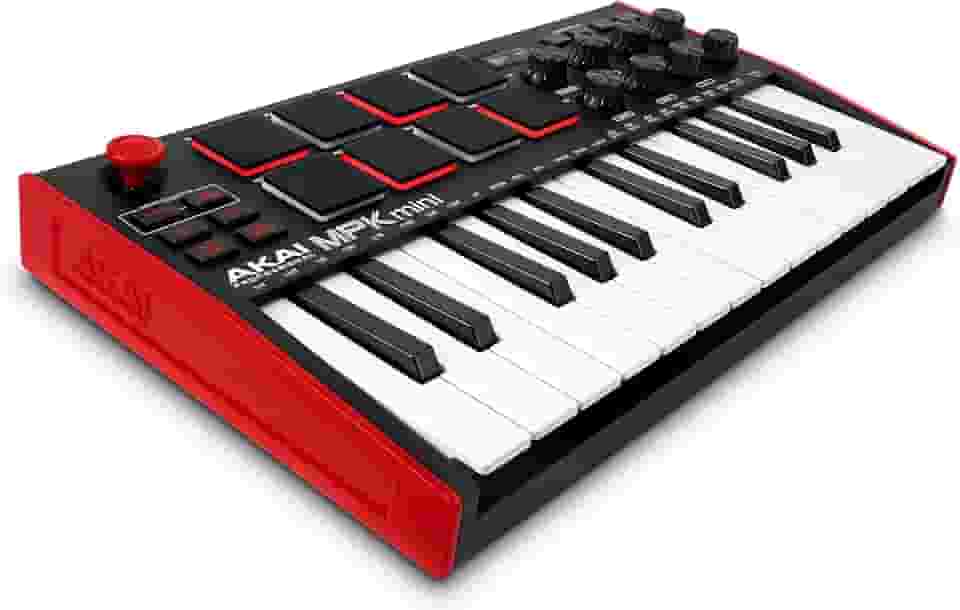 Akai Professional MPK Mini MK3 - Controlador de Teclado MIDI USB com 25 Teclas, 8 Pads de Bateria Iluminados, 8 Knobs, Software de Produção Musical e Pacote de Sons da Native Instruments