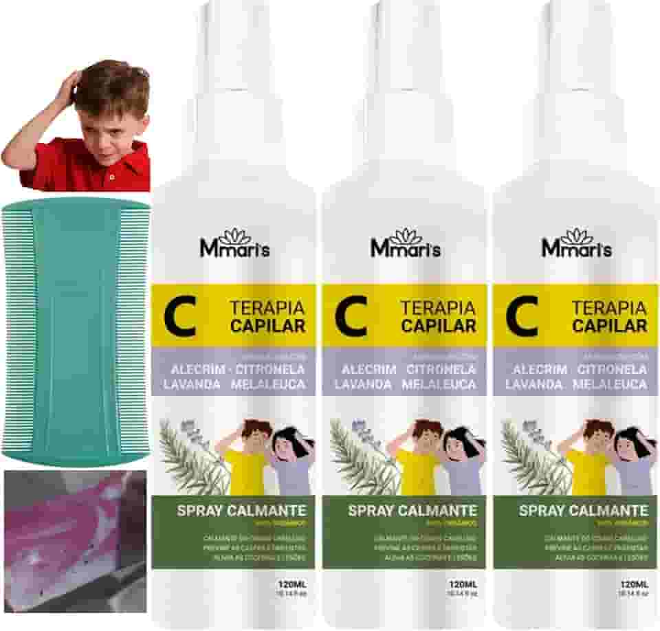 Kit C/ 3 Spray Piolho Combate Piolhos E Lêndeas Creme De Pentear Sem Enxague Condicionador 120ml