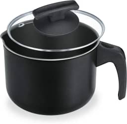 Leiteira 14 com Tampa Vidro Alumínio Fortaleza Preto