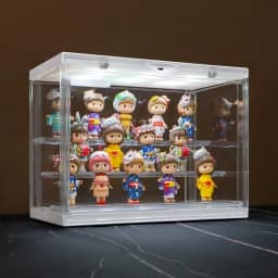Naconmlet Vitrine De Acrílico Transparente Para Miniaturas E Funko Pop - Com Iluminação Led, À Prova Poeira, Prateleiras Removíveis, Vitrines Empilháveis, Mini Brinquedos Colecionáveis