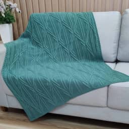 Manta Trico Sofa Decorativa 150x90cm Usufruto Tricot c002 Cor:MENTA