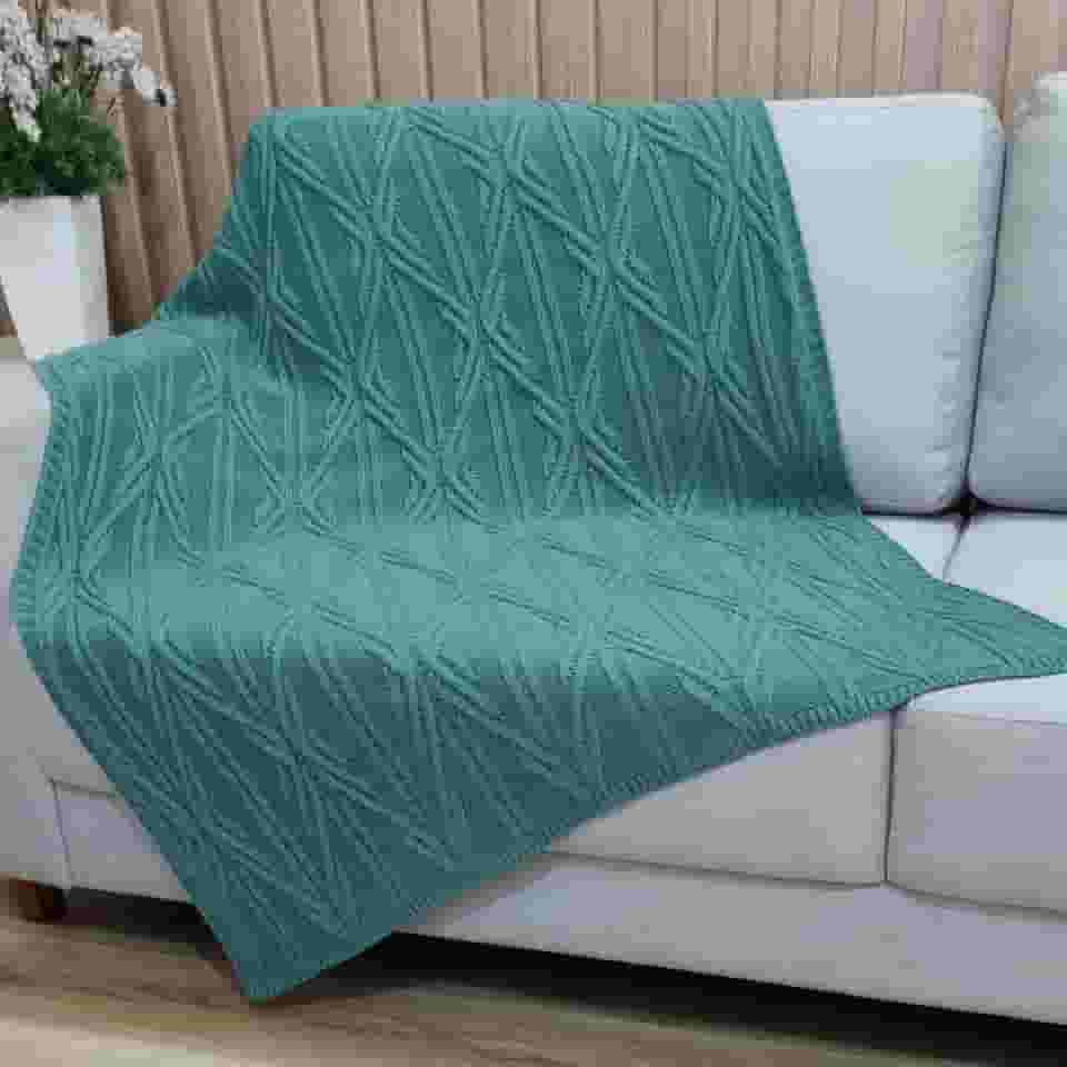 Manta Trico Sofa Decorativa 150x90cm Usufruto Tricot c002 Cor:MENTA