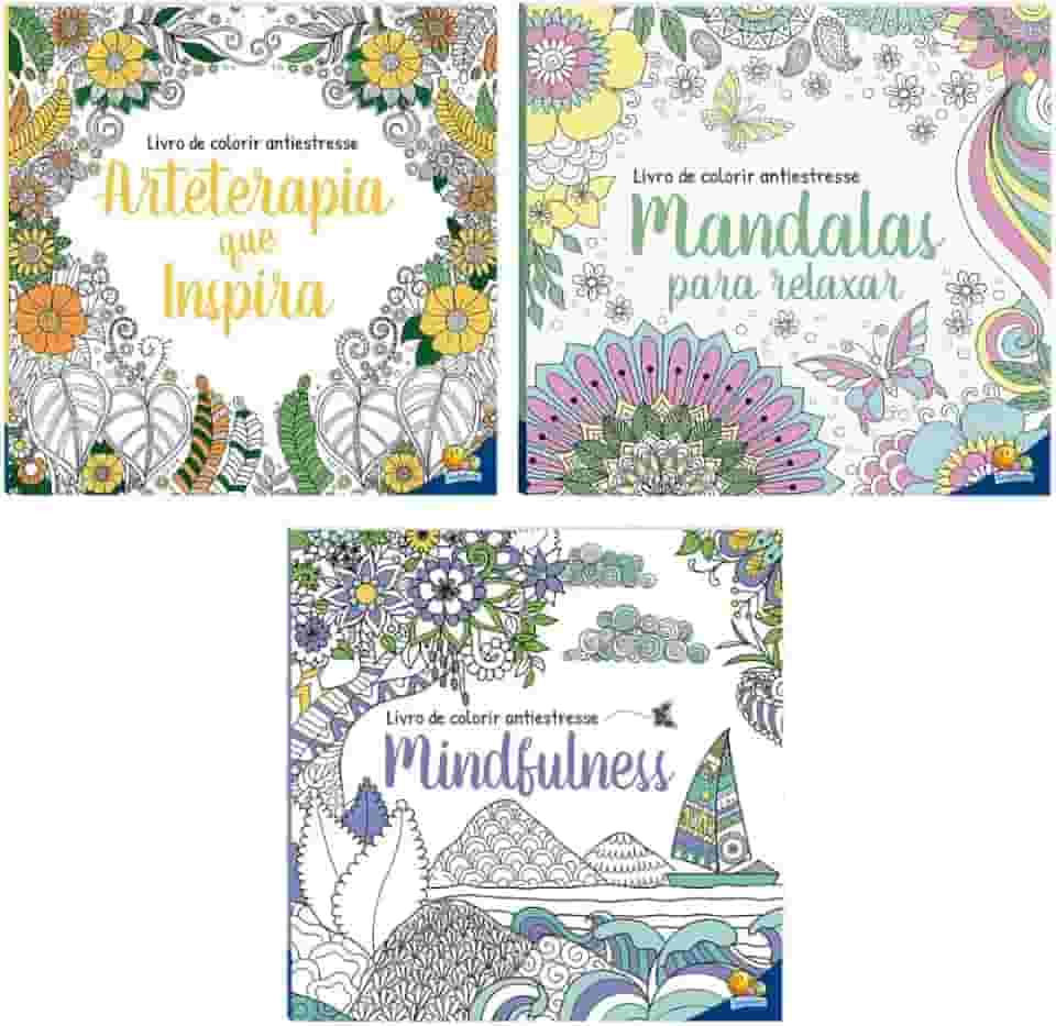 Combo com 3 Livros de Colorir Antiestresse!