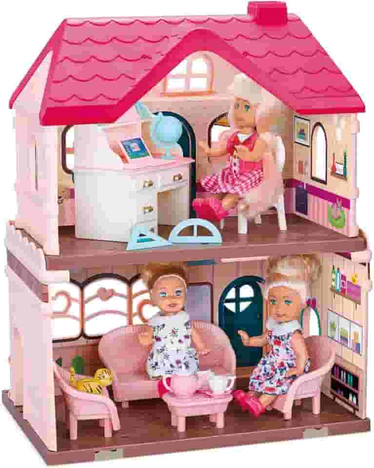 Casa dos Sonhos da Princesa: Um Conjunto de Casa de Bonecas DIY para Crianças com Móveis e Bonecas (Duplex)