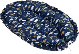 Ninho Redutor de Berço Para Bebê e Recém Nascido Com Regulador e Babado Portátil Macio e Acolchoado 100% Algodão Safari Marinho