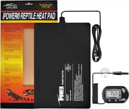 iPower Tapete térmico para répteis de 20 x 30 cm, 16 W, termômetro digital LCD para aquário, aquecedor de terrário, almofada térmica para tartarugas, lagartos, sapos e outros animais pequenos, vários
