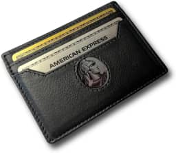 Carteira Minimalista de 4 Cartões, Carteira de Couro Legítimo com Proteção RFID, Preta, Unissex-Adulto