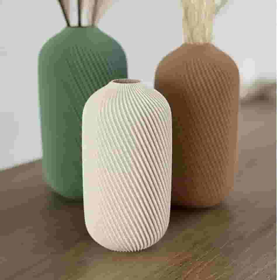 Vaso Ibiza, Design Espiral Moderno, Decorativo para Flores Secas e Pampas (Bege, 17cm)