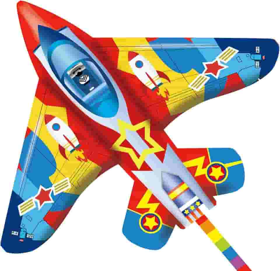 SNJOYFUL Pipas De Avião Para Crianças E Adultos, Pipa Enorme Fácil Pilotar, Caça 59', Iniciantes Em Viagens Na Praia 4 A 8 Anos, Vem Com Cauda Colorida 118'