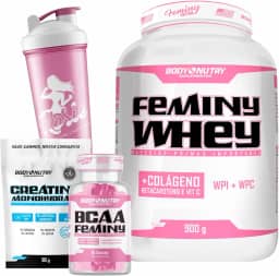 Combo Feminy Whey 900g + BCAA + Creatina Mono + Coqueteleira (Baunilha, 900G)