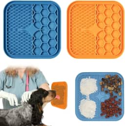 Tapete Lambedor Inibidor de Ansiedade Silicone com Ventosa Comedouro Lento Pet Cães Gatos Grande (Laranja)