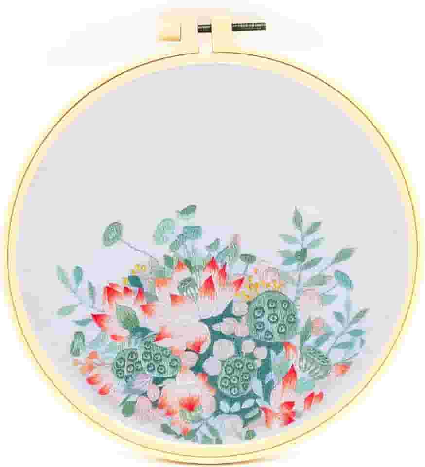 FOXTEMO Kit de bordado para iniciantes e adultos, 1 pacote de argolas de bordado de 20 cm, kit de bordado para iniciantes com agulhas e linha incluídos para adultos e crianças