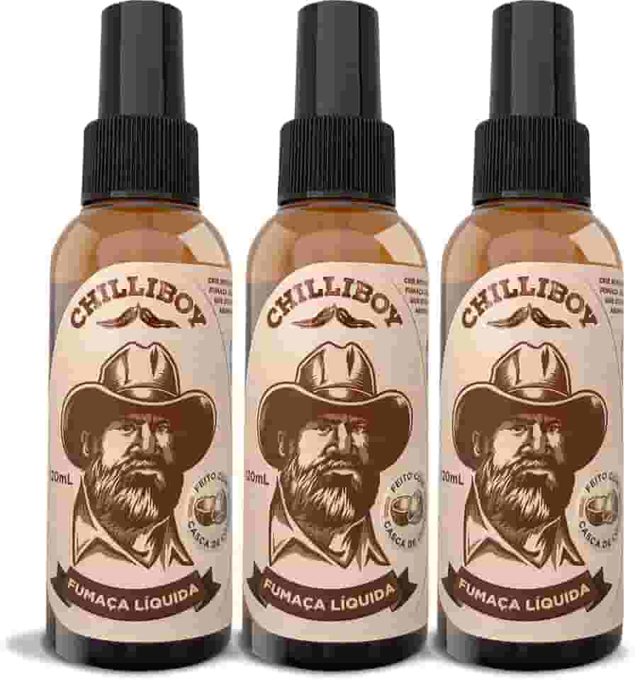 Fumaça líquida feita com Casca de Coco, Defumado, Ideal para Churrasco, Carnes, Saladas e Drinks, Embalagem de 3 unidades