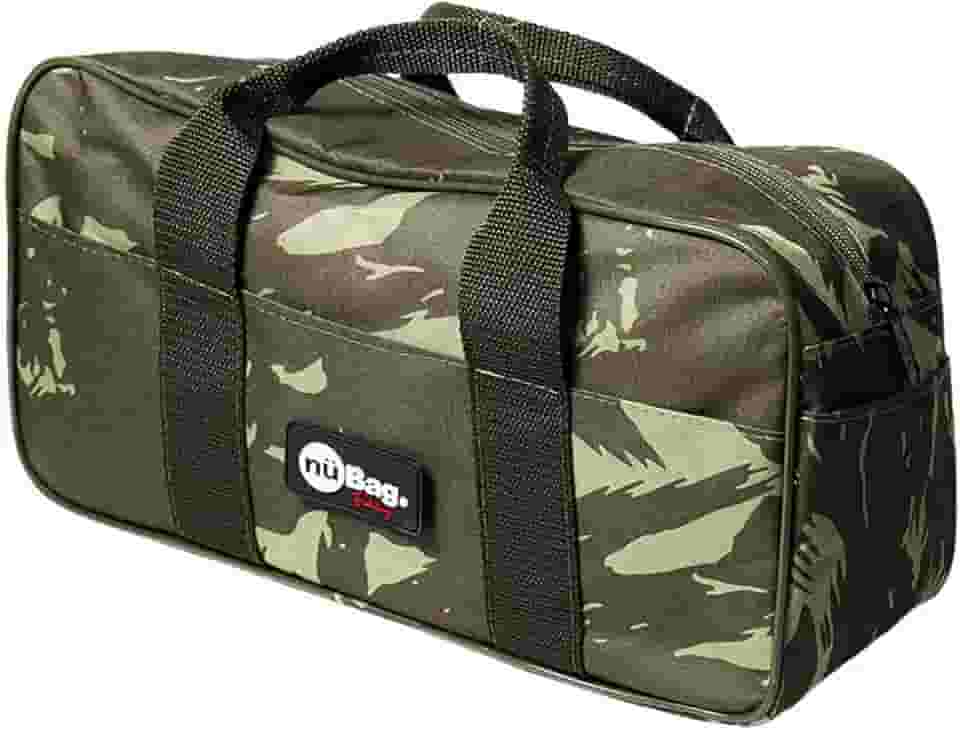 Bolsa de Pesca Pequena Nylon 600 Resistente à Água Costura Reforçada Zíper Grande Alça de Mão Organizador Tralhas Iscas Linha Anzol Acessórios Carretilhas Molinete Nü Bag Fishing (Camuflado)