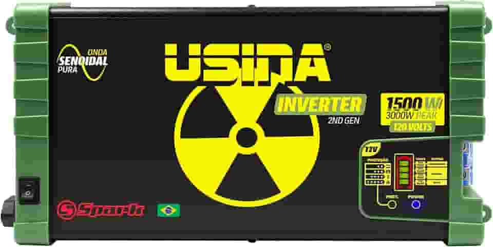 USINA Inversor 1500W Onda Senoidal Pura, Off-Grid, Entrada 12VDC, Saída 120VAC, Pico 3000W
