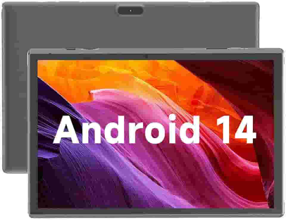 Tablet de 10 polegadas, Android, 14 tablets, computador tablet de 10 polegadas, 6 GB de RAM, 32 GB de ROM, expansão de 1 TB, câmeras duplas de 2 MP + 8 MP, WiFi-6 Bluetooth, 1280 x 800 IPS 10.1