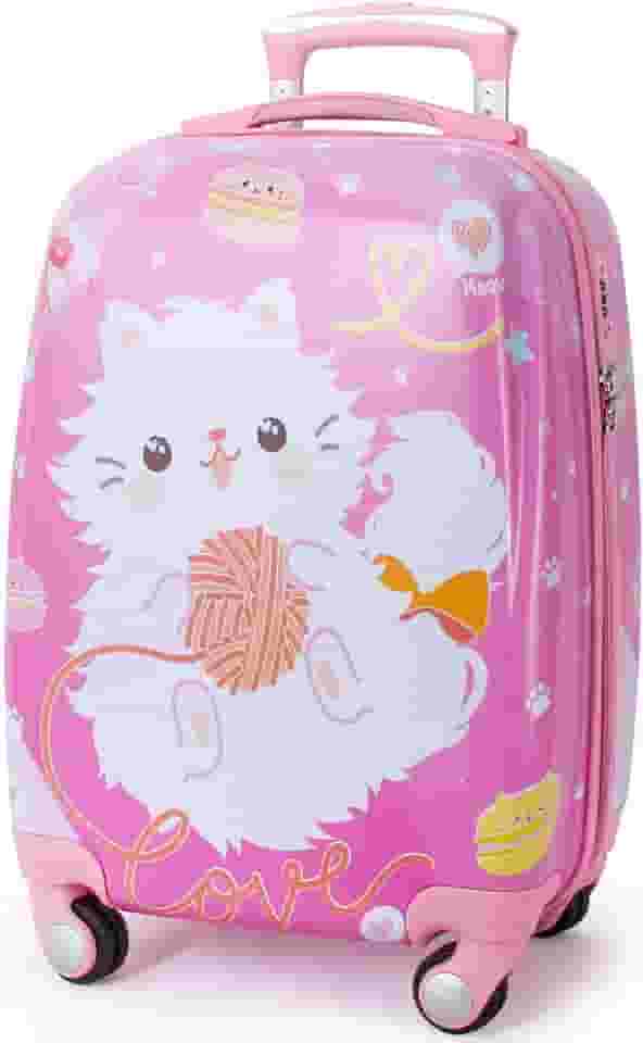 Mala de viagem infantil com rodinhas com 4 rodas para crianças, W-cat