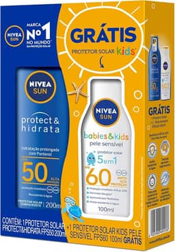 NIVEA SUN Kit Protetor Solar Protect & Hidrata FPS50 200ml + Protetor Solar Kids Sensitive FPS60 100ml, Nivea