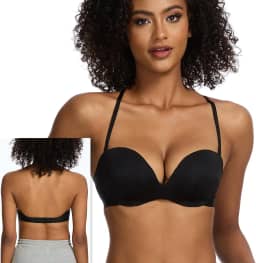 Feminino Sutiãs Conversíveis Multifuncionais, Sutiã Com Costas Baixas Para Vestido Sem Costas, Sutiã Balconette Push-Up Com Aro Para Mulheres, Preto