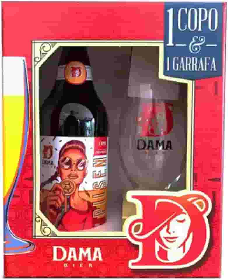 Cerveja Dama Bier 01 Garrafa Pilsen 600 ml com Copo (Kits)