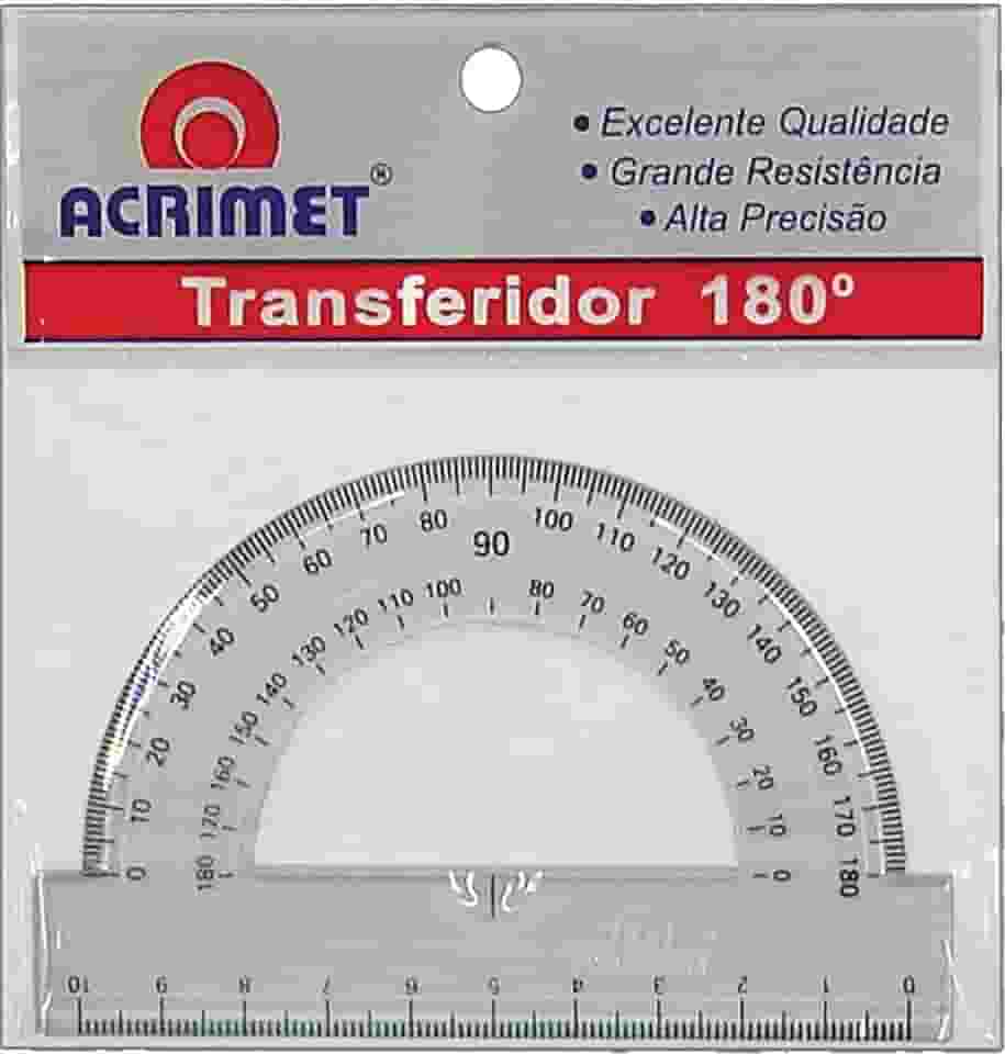 Acrimet 551-5 - Transferidor Poliestireno, 180 Graus, pacote de 6 unidades, Multicor