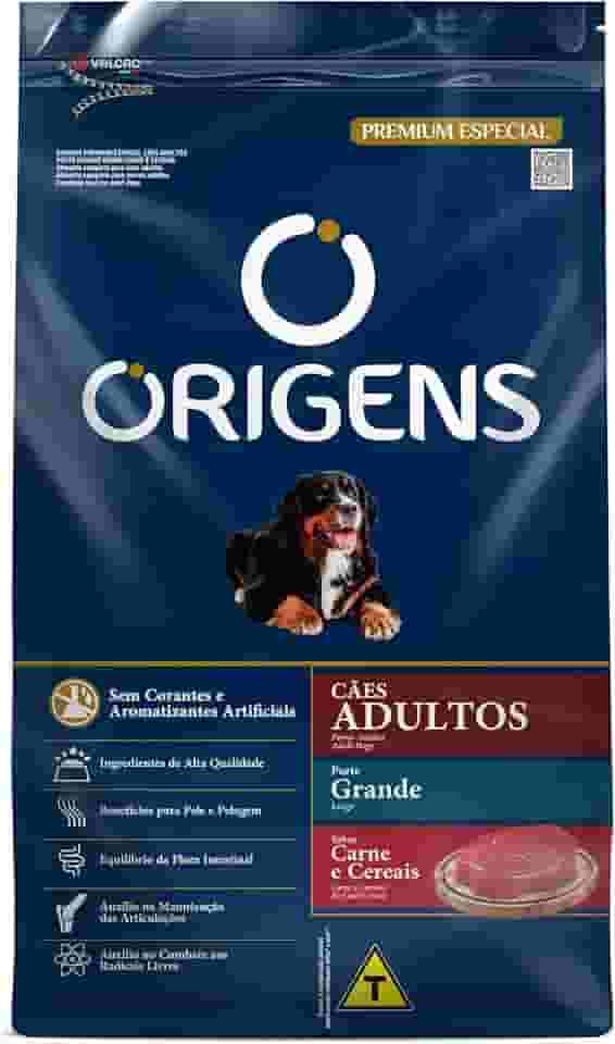 Origens Ração Seca Para Cães Adultos De Grande Porte Sabor Carne e Cereais 3Kg