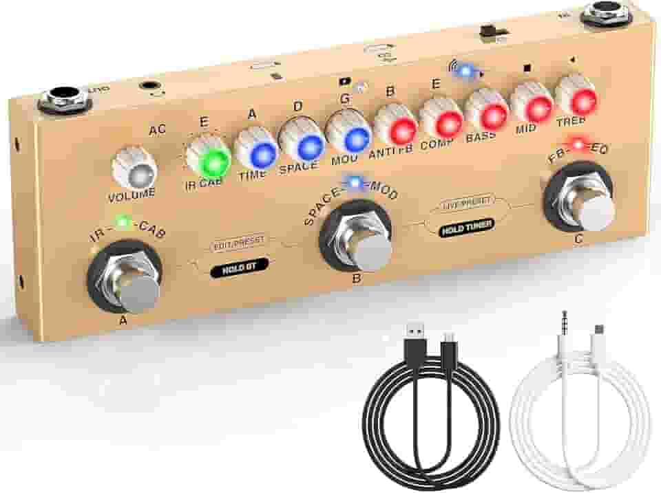 M-VAVE CUBE BABY Pedal de efeito de guitarra acústica multifuncional portátil Pedal de guitarra combinado Função de gravação de interface de áudio guitar de madeira/violão de madeira