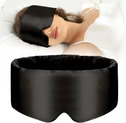 Máscara de dormir 100% seda amoreira, máscara de olho para mulheres e homens com faixa ajustável, para dormir de lado, máscara blackout para dormir para viagens e escritório, tamanho grande