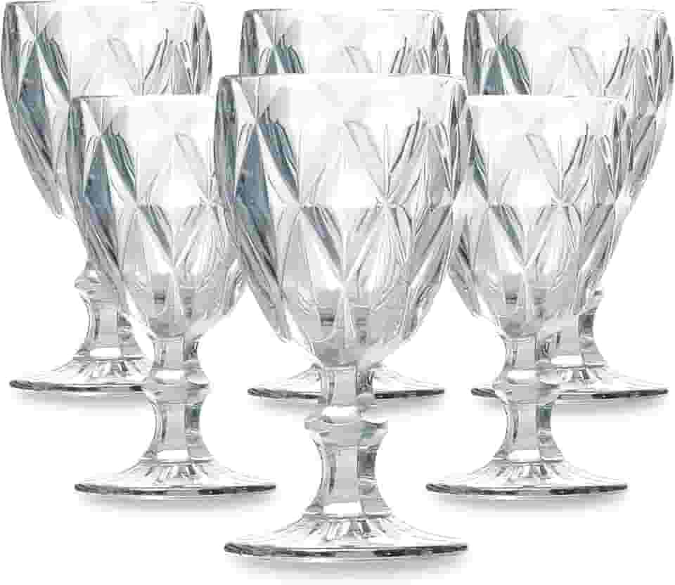 Jogo de 6 Taças de Vidro Diamond Transparente