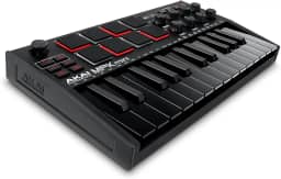 Akai Professional MPK Mini MK3 - Controlador de Teclado MIDI USB com 25 Teclas, 8 Pads de Bateria Iluminados, 8 Knobs, Software de Produção Musical e Pacote de Sons da Native Instruments, Preto
