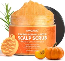 AMOADO Esfoliante para couro cabeludo, óleo de semente de abóbora com biotina e alecrim, desintoxicação do couro cabeludo sem sulfato para coceira no couro cabeludo, caspa, remoção de acúmulo e