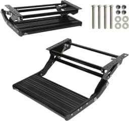 LEADALLWAY Escada de trailer para trailer dobrável manual único, preto