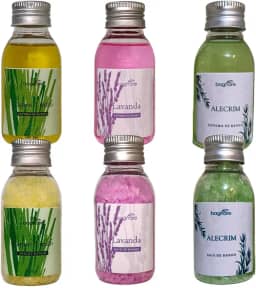 Kit 3 Sais De Banho e 3 Espumas para Banheira Hidromassagem Lavanda Alecrim Capim Limao 60ml