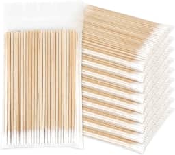 Hastes de Algodão para Microblading e Beleza, Ponta Pontiaguda, Macias para Pele Sensível, Palitos de Madeira, Aplicador de Algodão para Maquiagem, Manicure, Pedicure e Cuidados Pessoais – 100/200/300/400 Unidades (100 unidades)
