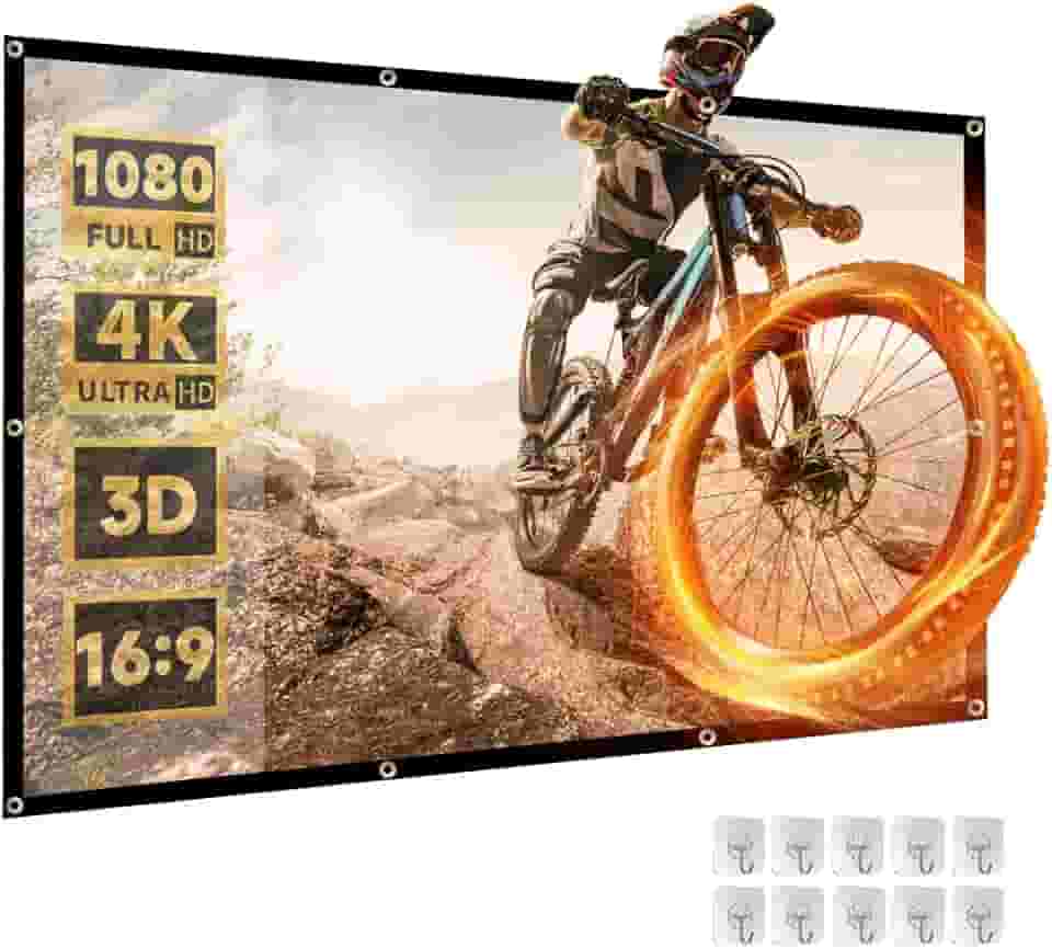 100 polegadas Tela para Projetor, Tela Projetor, Tela de Projeção Retrátil, Tela Projetor Retratil 16:9