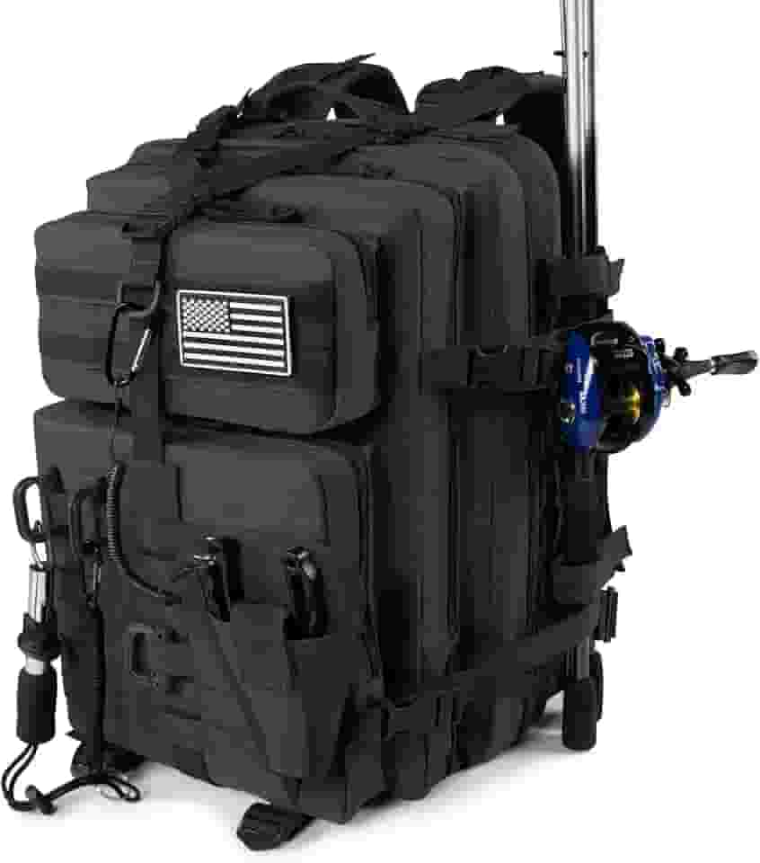 Mochila de pesca grande de 45 l com suporte removível para alicate e suporte de vara, organizador de equipamentos de pesca e caixa de equipamentos, mochila de caminhada sem caixa de equipamento, bolsa