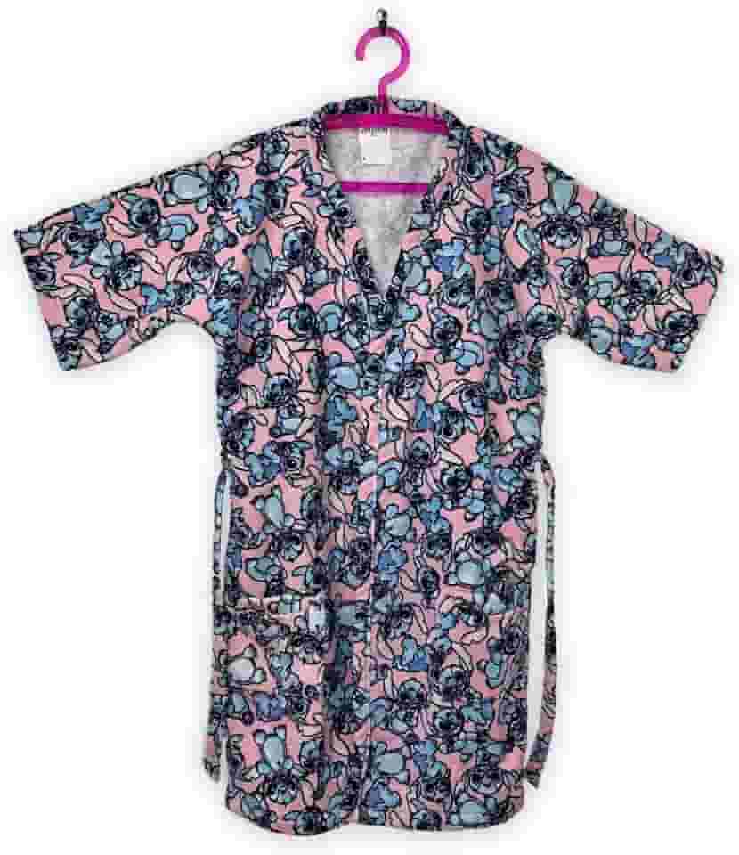 Roupão Aveludado Infantil Quimono Estampado Stitch P Com 1 peça