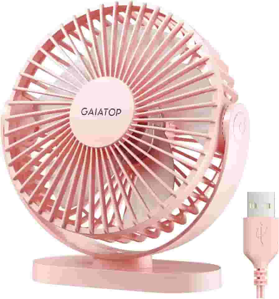 Gaiatop Ventilador de mesa USB, ventilador portátil potente de 3 velocidades, mini ventilador silencioso de 5,5 polegadas, ventilador de mesa pequeno de rotação de 90° com cabo de 1,5 m, ventilador
