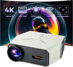 Bettdow Projetor 4k 12000 Lumens Full Hd 1080p Compatível Com Android 9, Smart Projetores Retroprojetor Portatil 350 ANSI WiFi 2.4G+5G BT 5.0, Eletronico Correção Trapezoidal, Foco Eletronico