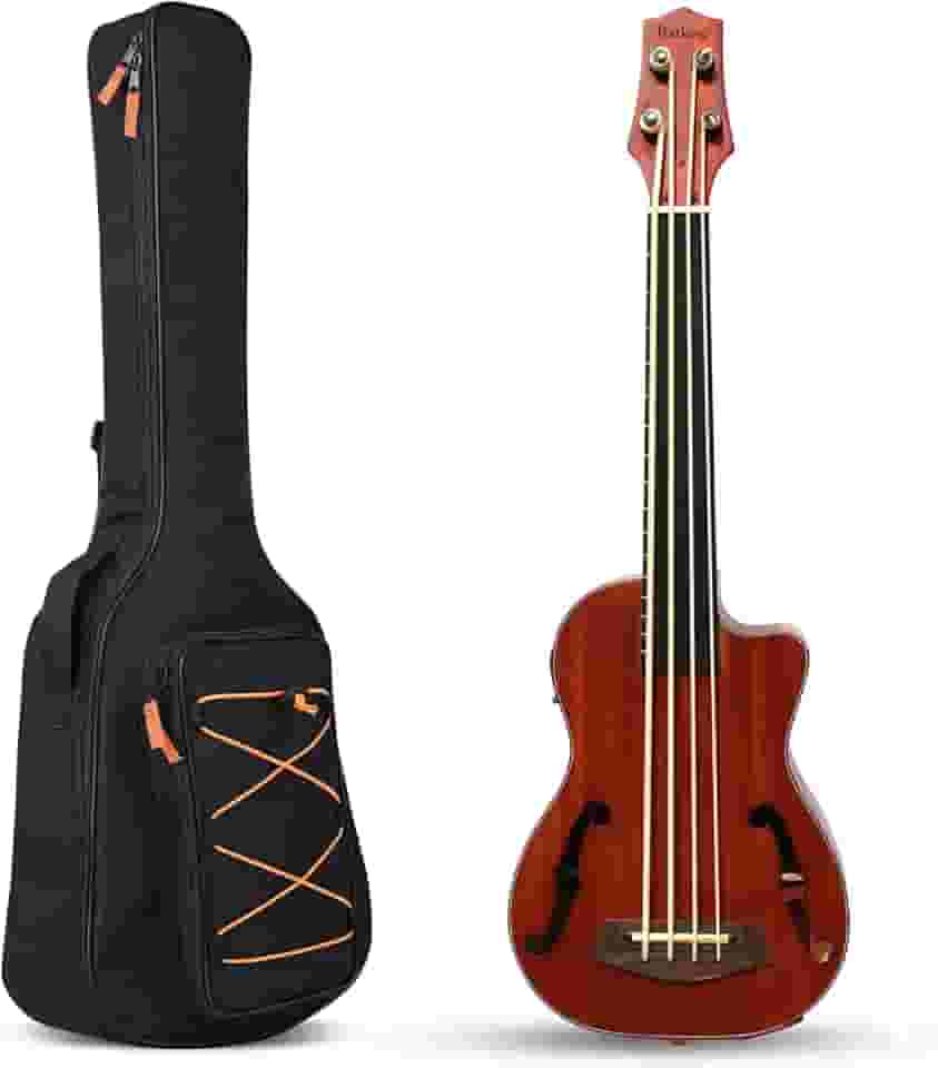 Batking Ubass Ukulele Baixo Elétrico, Baixo Barítono 76.2 cm Ukelele Fretless, Baixo Acústico Elétrico Uku Wtih Gig Bag (Cabeça de Máquina Atualizada, Fretless Ubass)