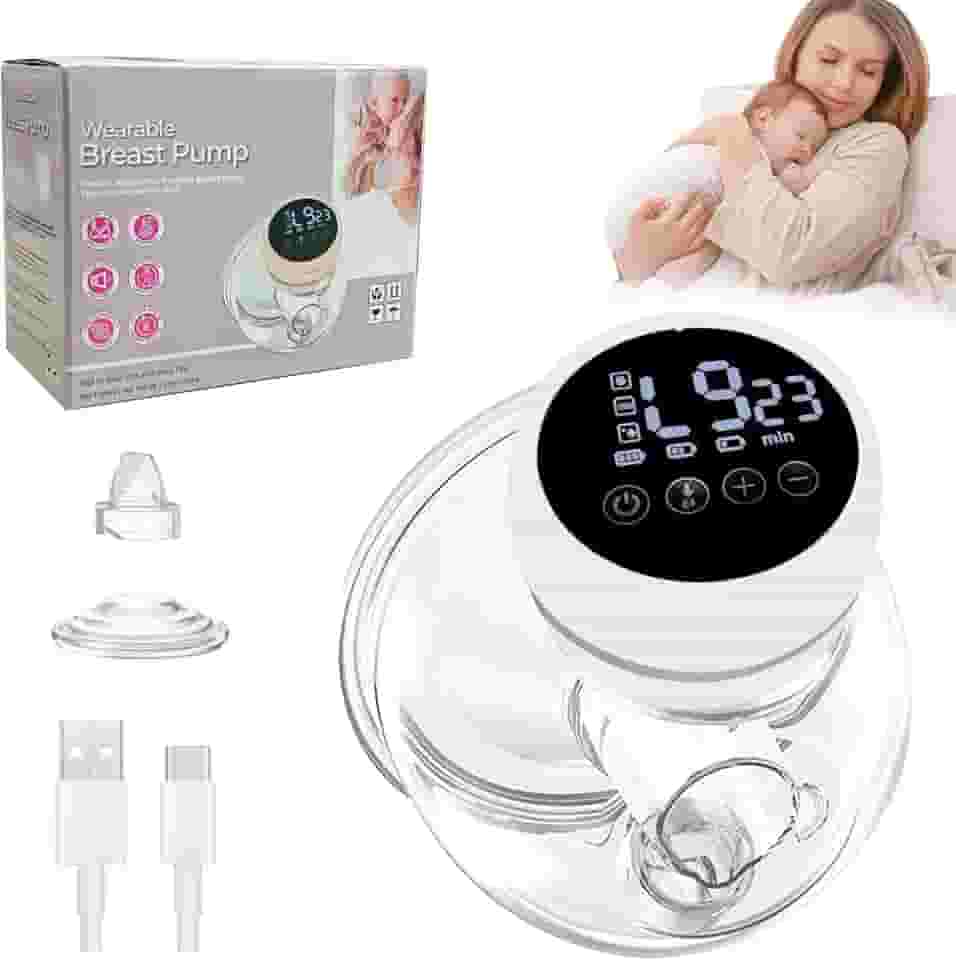 2 In 1 Vestível de Tirar Leite,Bomba de Tirar Leite Elétrica, 3 Modos, 12 Velocidades, RecarregáVel, PortáTil, Silenciosa, Confortável, Sem BPA (branco)