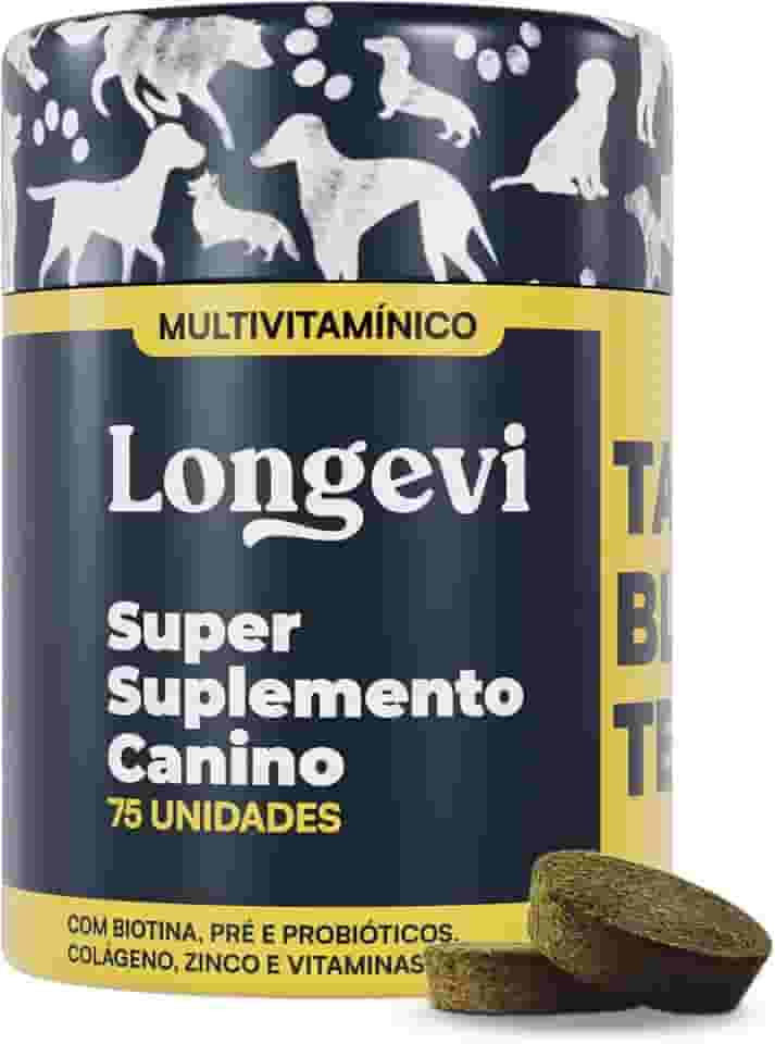 Longevi Tabletes Mastigáveis para Cães | Super Suplemento Canino para Imunidade, Queda de Pelos e Energia | 150g | Formulado por Veterinários – PETVI