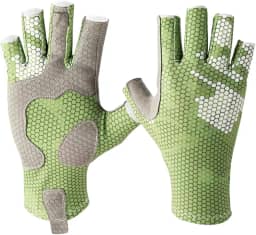 Luvas de pesca de silicone antiderrapantes para homens e mulheres - proteção solar UV para vela, caiaque, remo, remo - acessórios de pesca com mosca