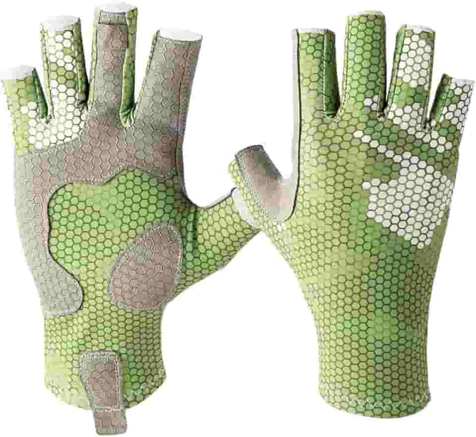 Luvas de pesca de silicone antiderrapantes para homens e mulheres - proteção solar UV para vela, caiaque, remo, remo - acessórios de pesca com mosca