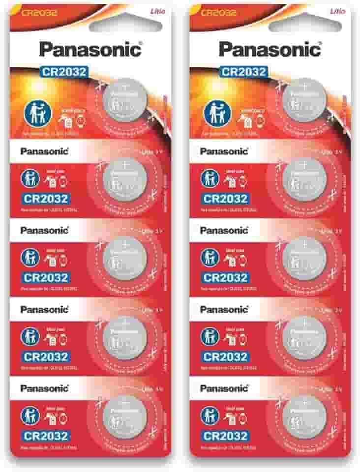 Pilha CR2032 3V Panasonic Bateria Moeda kit 10 unidades