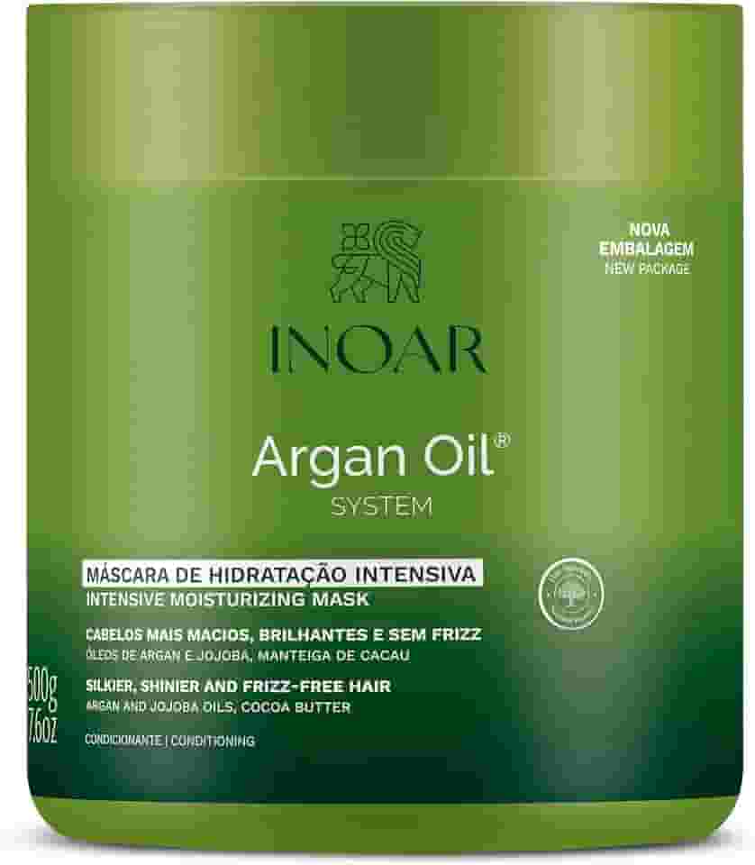 Inoar, Argan Oil Máscara Capilar – Hidratação Profunda, Brilho e Maciez com Óleo de Argan para Cabelos Secos ou Fragilizados - 500g
